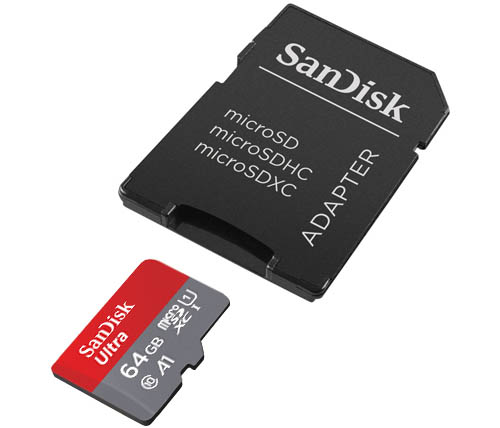 כרטיס זכרון 64GB SanDisk Ultra microSDHC כולל מתאם SD