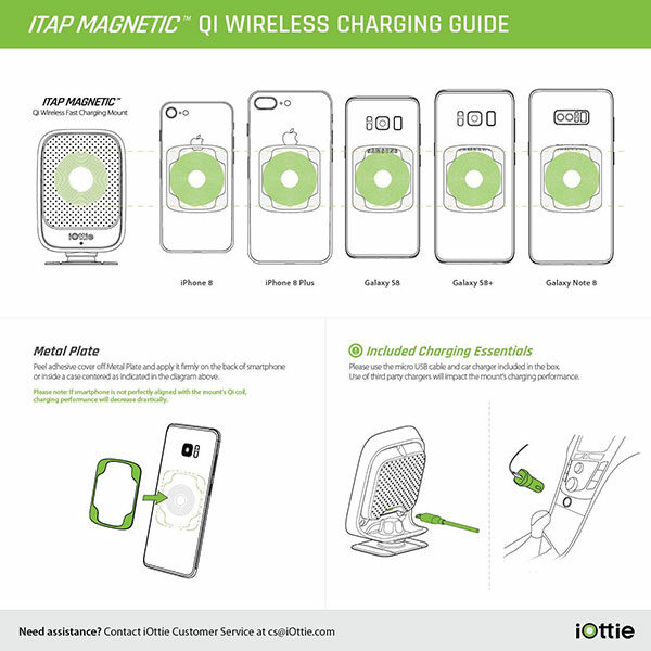 מעמד מגנטי לרכב עם טעינה אלחוטית iOttie iTap Magnetic Wireless אוניברסלי לדשבורד ולשמשה