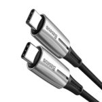 כבל USB-C ל-USB-C שזור מהיר עם נורית חיווי 60 וואט שחור Baseus