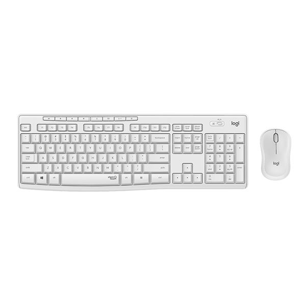 עכבר ומקלדת אלחוטיים למחשב לחיצה שקטה Logitech MK295 לבן
