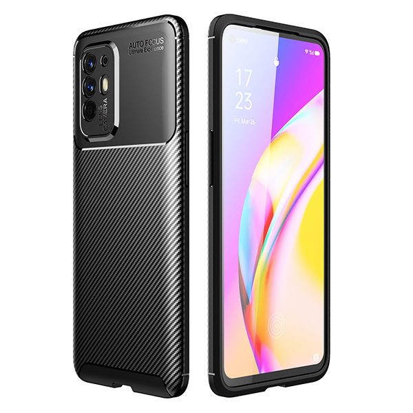 כיסוי ל Oppo A94 שחור דמוי קרבון קשיח ועמיד