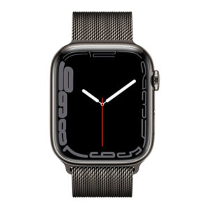 שעון חכם Apple Watch Series 7 45mm שחור פלדת אל-חלד תומך GPS ו-Cellular עם רצועת Milanese Loop