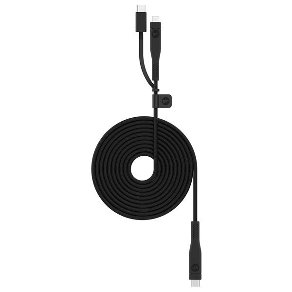 כבל טעינה משולב 2 מטר מ-USB-C ל-USB-C ו-MicroUSB שחור Mophie