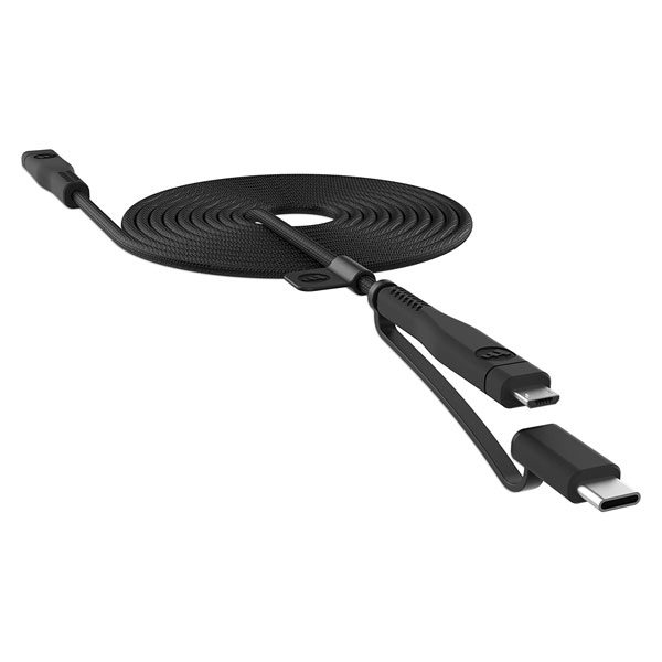 כבל טעינה משולב 2 מטר מ-USB-C ל-USB-C ו-MicroUSB שחור Mophie