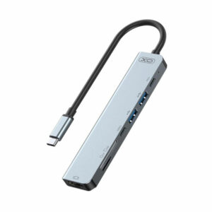 מפצל 7 ב-1 מ-USB-C ל- 2 USB-A ו-HDMI וכרטיס זיכון XO-HUB007 כסוף