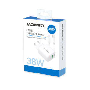 מטען בית Mower דגם Usb A&usb C שתי יציאות 38w כבל Type C