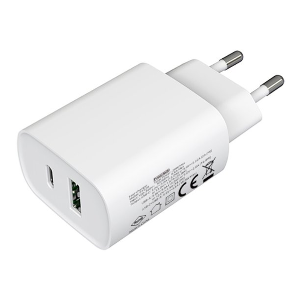 ראש מטען 20 וואט עם יציאת USB-C + USB-A טעינה מהירה Power Tech