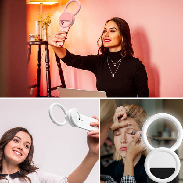 רינג לייט נייד לסמארטפון תאורת LED מתכוונן עם מצבי תאורה שונים דגם F-100