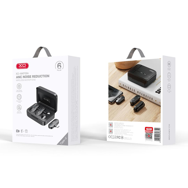 זוג מיקרופונים דש אלחוטיים עם חיבור Type-C לאנדרואיד XO MKF09A