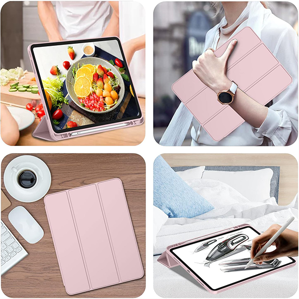 כיסוי פוליו ורוד iPad Pro 12.9 עם מקום לעט בעיצוב אופנתי ועמיד במיוחד