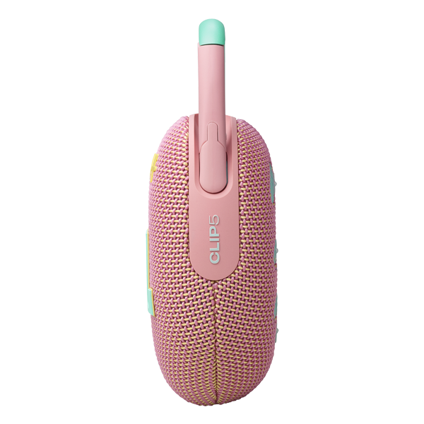 רמקול JBL Clip 5 ורוד נייד עם סאונד עוצמתי ועמידות למים
