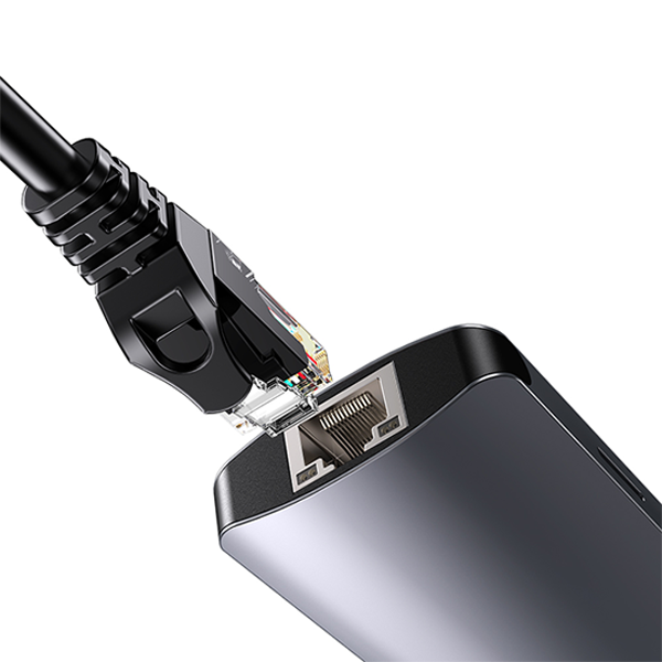 האב USB-C עם 6 חיבורים כולל חיבור RJ45 בעיצוב אלומיניום עמיד Yesido