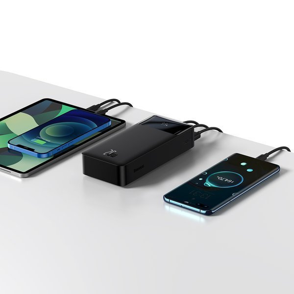 מטען נייד 30000mAh 20W עוצמתי עם טעינה מהירה וצג LED – שחור | Baseus Bipow