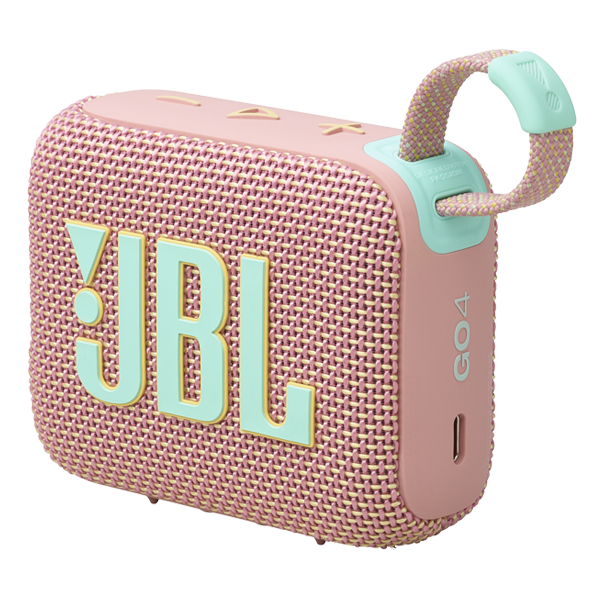 רמקול JBL Go 4 ורוד נייד עם סאונד עוצמתי ועמידות למים