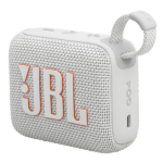 רמקול JBL Go 4 לבן נייד עם סאונד עוצמתי ועמידות למים