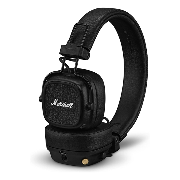 אוזניות Marshall Major 5 שחור | אוזניות אלחוטיות עם 100+ שעות נגינה ועיצוב מתקפל