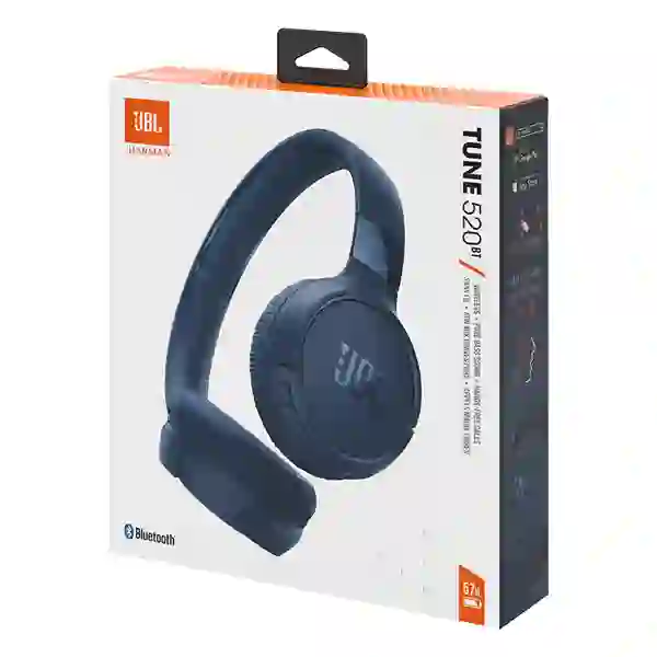 אוזניות אלחוטיות JBL Tune 520 BT כחול עם סוללה עוצמתית של עד 57 שעות