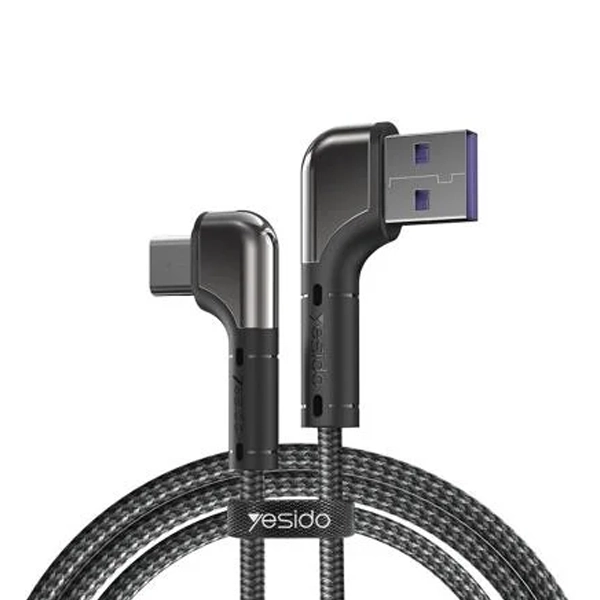 כבל טעינה מהירה 2 מטר בזווית 90 מעלות USB-A ל-Micro מבית Yesido CA81