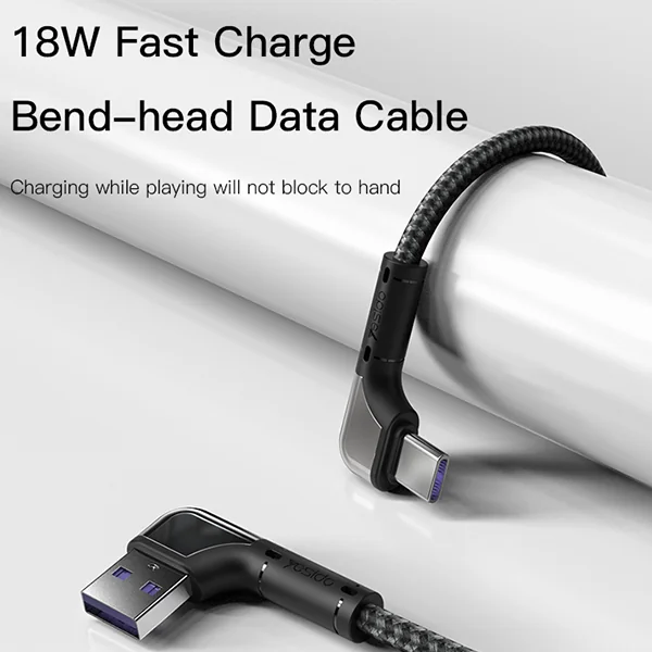כבל טעינה מהירה 2 מטר בזווית 90 מעלות USB-A ל-Micro מבית Yesido CA81