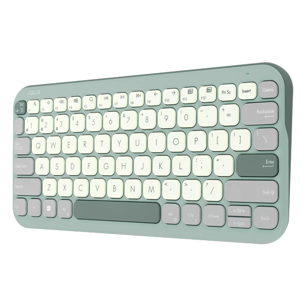 מקלדת בלוטוס קצרה עם מקש Copilot נוחה ושקטה Asus KW100 ירוק