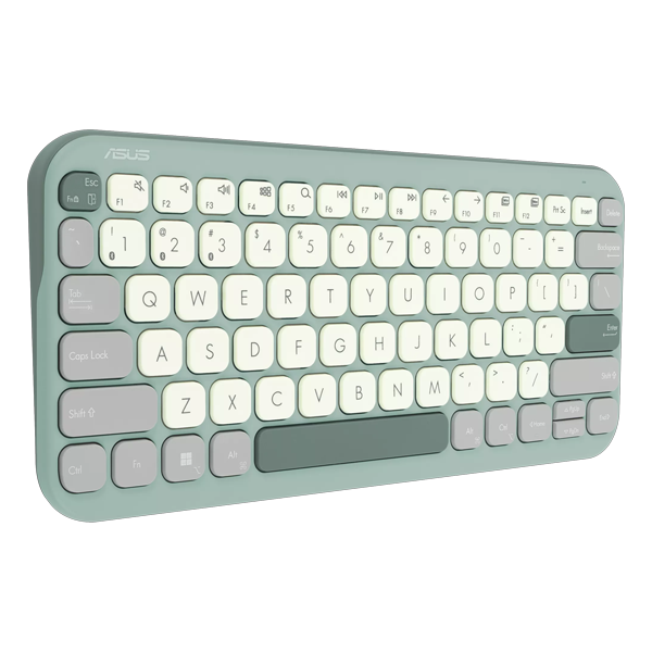 מקלדת בלוטוס קצרה עם מקש Copilot נוחה ושקטה Asus KW100 ירוק