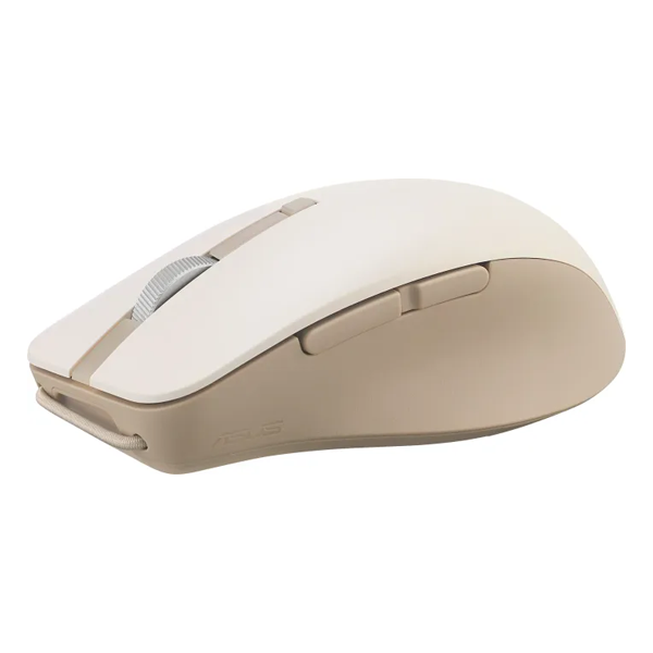 עכבר אלחוטי Bluetooth ארגונומי עם 6 כפתורים שקט ונייד Asus MD200 בז'