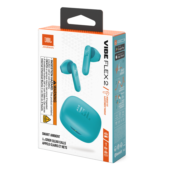 אוזניות אלחוטיות JBL Vibe Flex 2 כחול | סאונד JBL עוצמתי