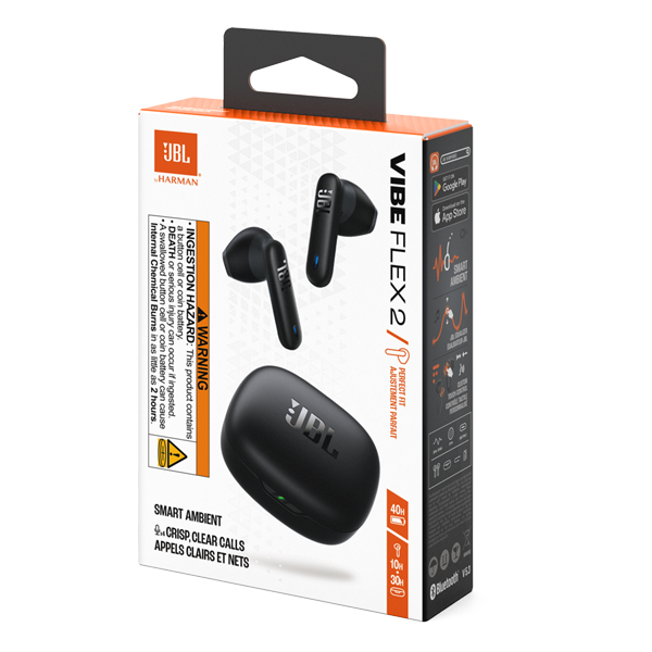 אוזניות אלחוטיות JBL Vibe Flex 2 שחור | סאונד JBL עוצמתי