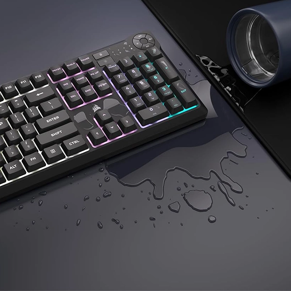 מקלדת גיימינג Corsair K55 Core שחור עם תאורת Rgb עוצמתית וכפתורי מדיה ייעודיים