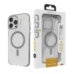 כיסוי שקוף אפור לאייפון 13 פרו עם סטנד תומך MagSafe איכותי | Grip Case Crystal Pro