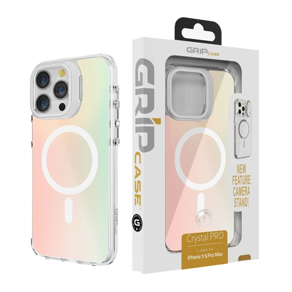 כיסוי שקוף צבעוני לאייפון 12 פרו עם סטנד תומך MagSafe איכותי | Grip Case Crystal Pro