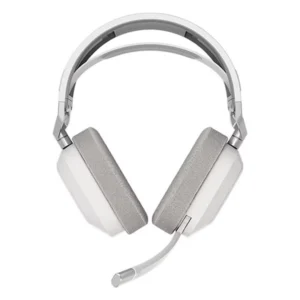 אוזניות גיימינג אלחוטיות Corsair Hs80 Max Wireless לבן עם שמע היקפי Dolby Atmos ומיקרופון איכותי