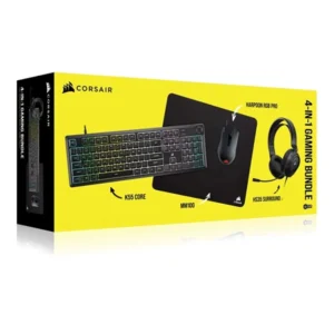 באנדל גיימינג Corsair 4-in-1 – מקלדת, עכבר, אוזניות ומשטח לעכבר לביצועים מושלמים