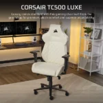 כיסא גיימינג Corsair TC500 LUXE FROST לבן עם תמיכה ארגונומית וריפוד נושם