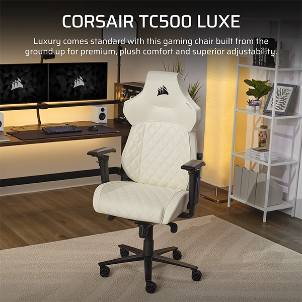 כיסא גיימינג Corsair TC500 LUXE FROST לבן עם תמיכה ארגונומית וריפוד נושם