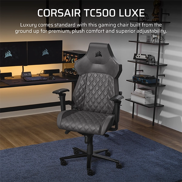 כיסא גיימינג Corsair TC500 LUXE SHADOW שחור עם תמיכה ארגונומית וריפוד נושם