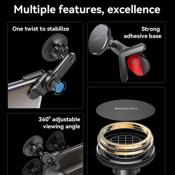 מעמד מגנטי לרכב תומך MagSafe עם סיבוב 360° מותאם למסכים Yesido C213