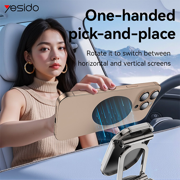 מעמד מגנטי מתקפל לרכב עם סיבוב 360° והתאמה לרוב הסמארטפונים | Yesido C222