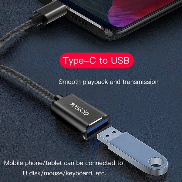 מתאם גמיש Type-C ל-USB לחיבור התקנים חיצוניים Yesido GS01