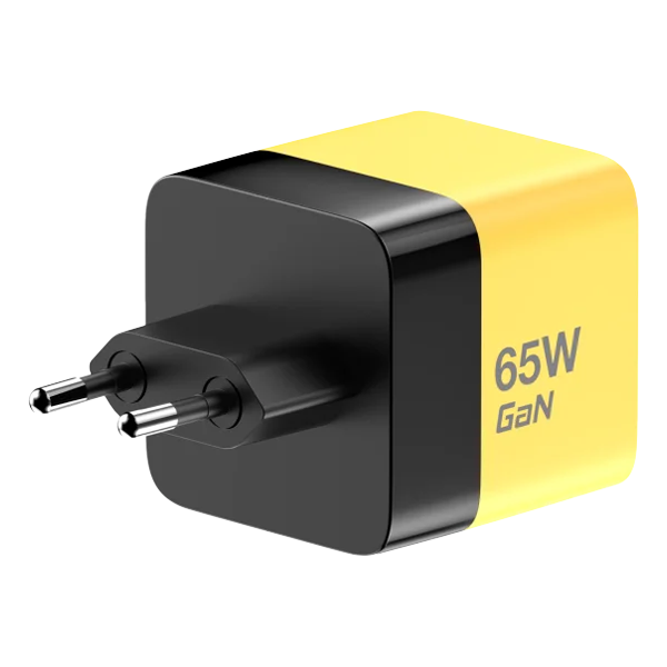 מטען קיר 65W GaN צהוב עם כבל נמתח Type-C ויציאות USB-C ו-USB-A מהירות | Miracase MWC65RC