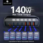 מטען GaN 140W מהיר עם 6 יציאות USB-C ו-USB-A ומתאמי חשמל | Miracase MWC140W