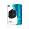 ראשן מטען 25W שחור עם 2 יציאות USB-C, יציאת USB-A ומתאמים אוניברסליים | Nordic JY-312