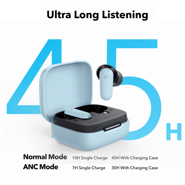 אוזניות אלחוטיות Anker Soundcore P30i כחולות עם סינון רעשים וסאונד עוצמתי