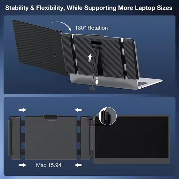 מסך נייד 14״ FHD ללפטופ עם חיבורי USB-C ו-HDMI מתכוונן | S1 Dual Screen Extender