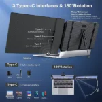 מסך נייד 14״ FHD ללפטופ עם חיבורי USB-C ו-HDMI מתכוונן | S1 Dual Screen Extender