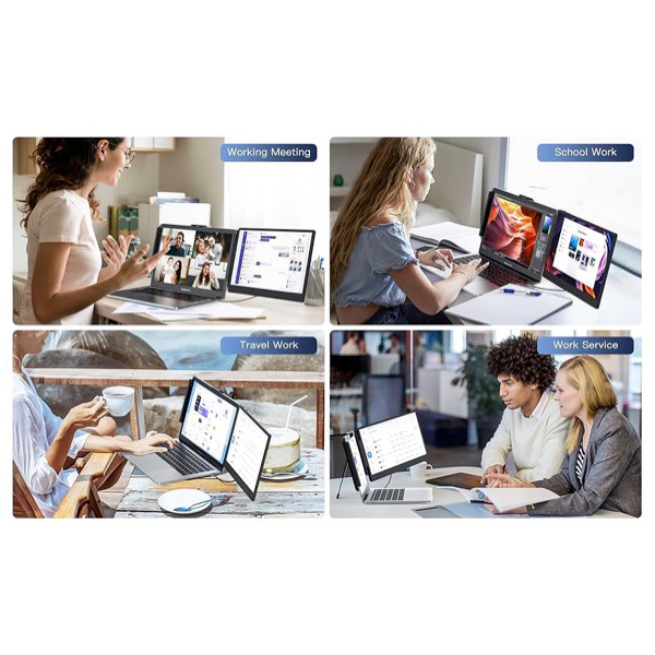 מסך נייד 14״ FHD ללפטופ עם חיבורי USB-C ו-HDMI מתכוונן | S1 Dual Screen Extender