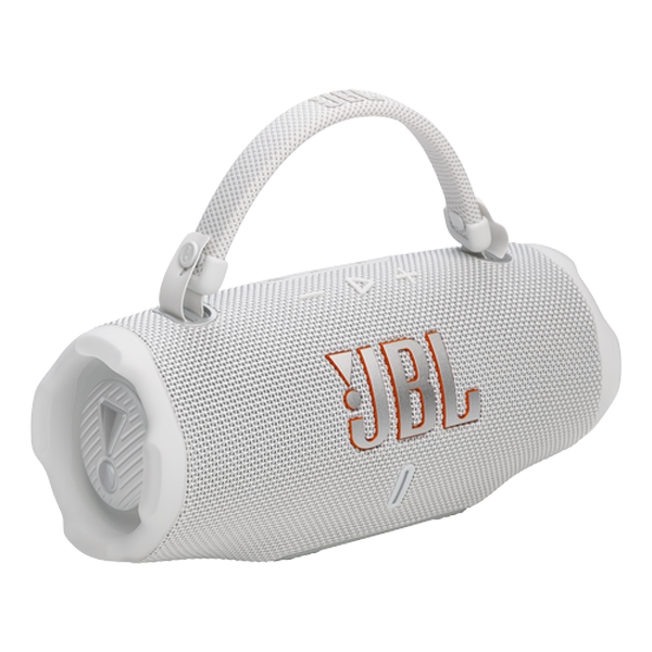 רמקול JBL Charge 6 לבן עם סאונד עוצמתי וסוללה חזקה