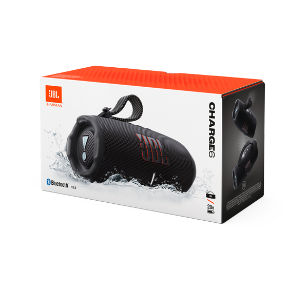 רמקול אלחוטי JBL Charge 6 שחור | סאונד עוצמתי וסוללה חזקה